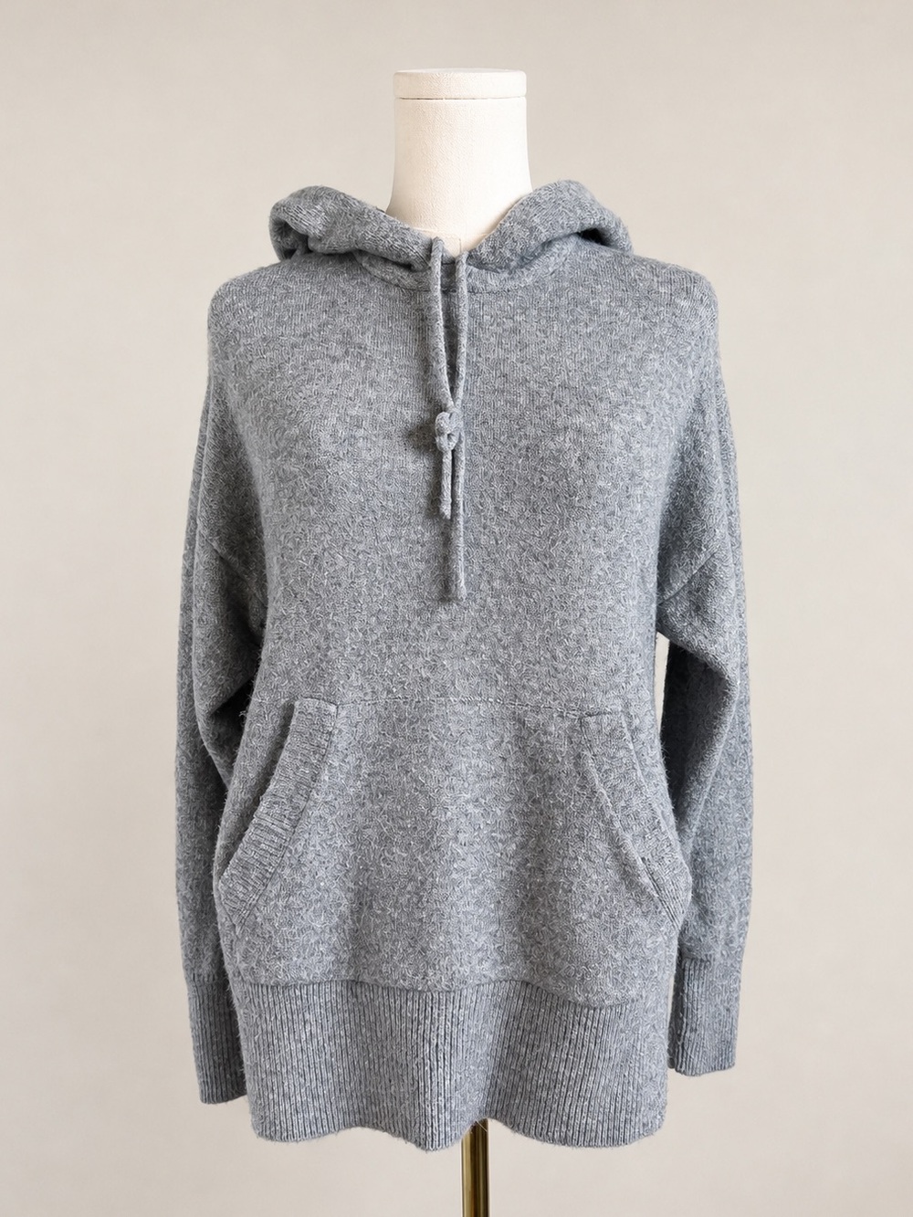 J. Crew Gray Merino Wool Alpaca Knit Hoodie Sweater Small Cozy Soft